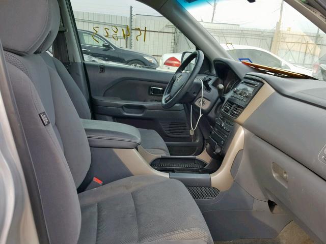 5FNYF28378B001929 - 2008 HONDA PILOT SE SILVER photo 5