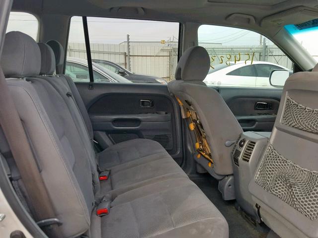 5FNYF28378B001929 - 2008 HONDA PILOT SE SILVER photo 6