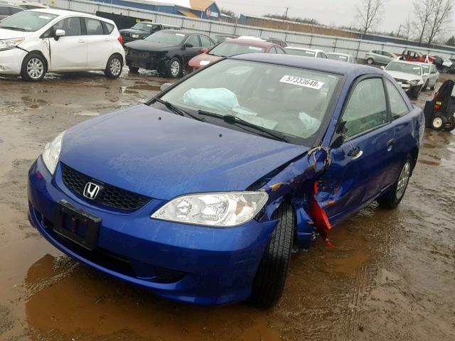 1HGEM221X4L007345 - 2004 HONDA CIVIC DX V BLUE photo 2