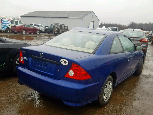 1HGEM221X4L007345 - 2004 HONDA CIVIC DX V BLUE photo 4