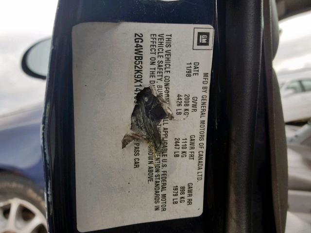 2G4WB52K9X1475947 - 1999 BUICK REGAL LS BLUE photo 10