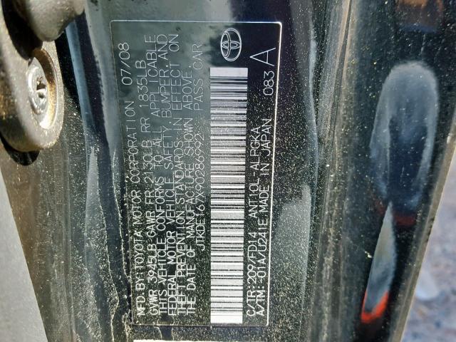 JTKDE167X90286992 - 2009 TOYOTA SCION TC შავი ფოტო 10