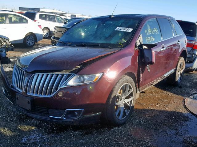 2LMDJ8JK1BBJ00316 - 2011 LINCOLN MKX BURGUNDY photo 2