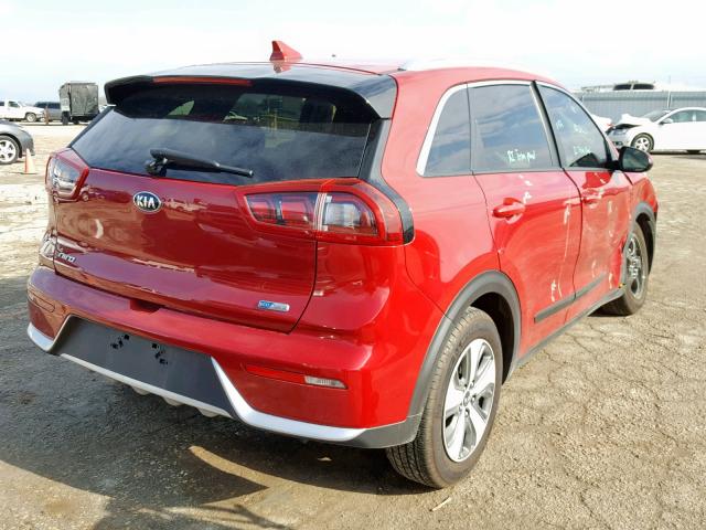 KNDCB3LC3J5125030 - 2018 KIA NIRO FE RED photo 4