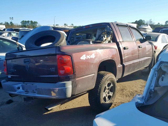 1D7HW48N35S316700 - 2005 DODGE DAKOTA QUA BURGUNDY photo 4