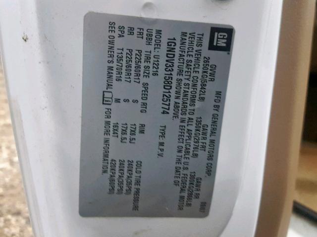 1GNDV33158D125774 - 2008 CHEVROLET UPLANDER L 白色 照片 10