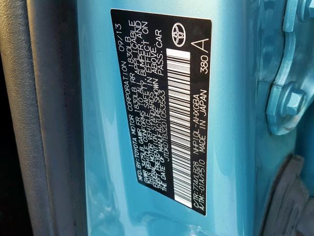 JTDKDTB32D1053563 - 2013 TOYOTA PRIUS C BLUE photo 10