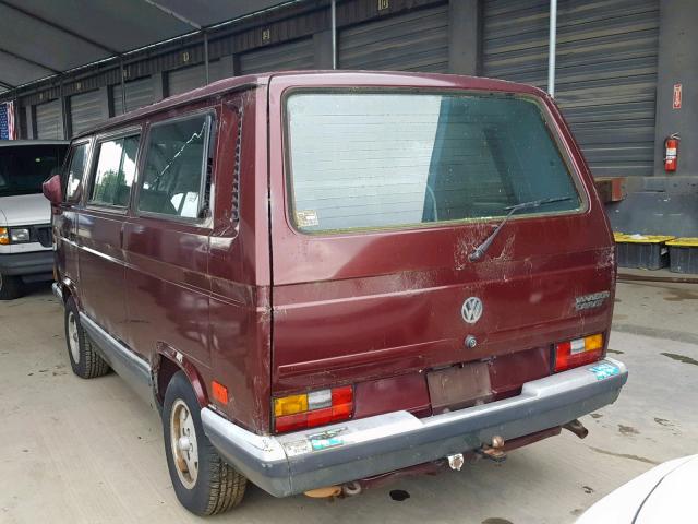 WV2YB0254KH039332 - 1989 VOLKSWAGEN VANAGON BU MAROON photo 3