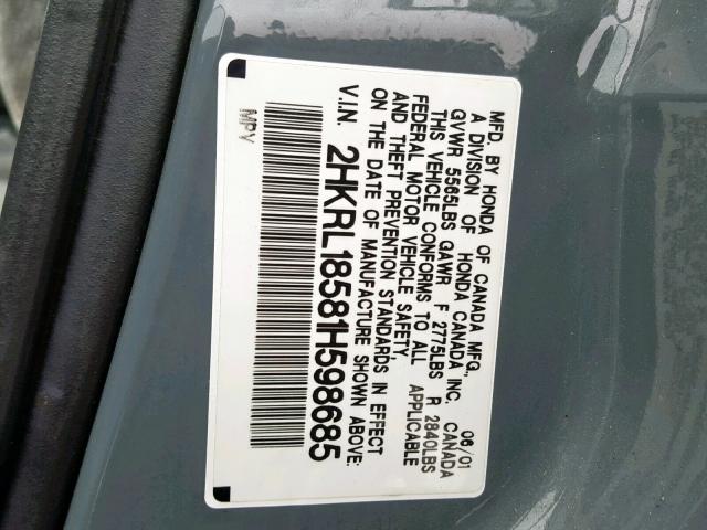 2HKRL18581H598685 - 2001 HONDA ODYSSEY LX GRAY photo 10