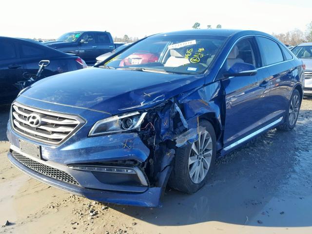 5NPE34AF1GH265823 - 2016 HYUNDAI SONATA SPO BLUE photo 2