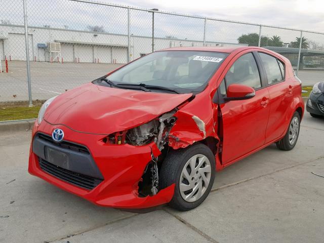 JTDKDTB3XF1583377 - 2015 TOYOTA PRIUS C RED photo 2