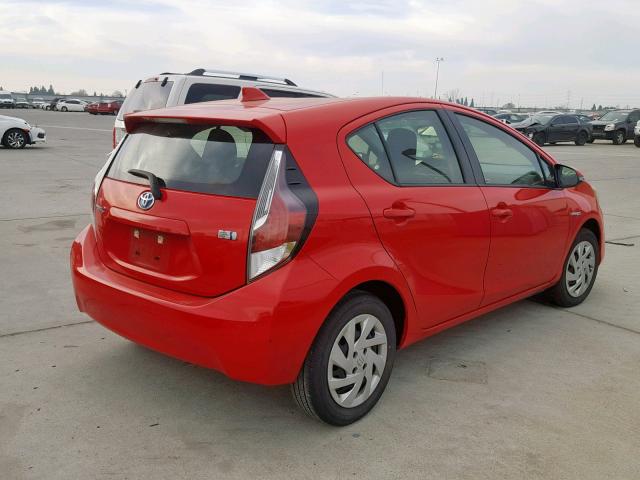 JTDKDTB3XF1583377 - 2015 TOYOTA PRIUS C RED photo 4