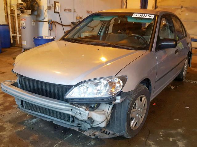 2HGES16335H577486 - 2005 HONDA CIVIC DX V SILVER photo 2