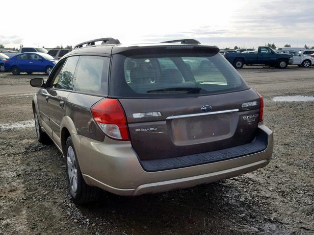 4S4BP60C087319611 - 2008 SUBARU OUTBACK BROWN photo 3