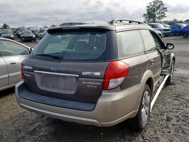 4S4BP60C087319611 - 2008 SUBARU OUTBACK BROWN photo 4