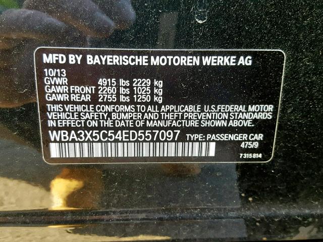 WBA3X5C54ED557097 - 2014 BMW 328 XIGT BLACK photo 10