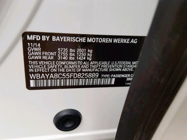 WBAYA8C55FD825889 - 2015 BMW 750 I WHITE photo 10