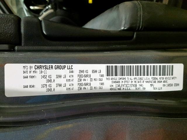 1C4RJFAT3CC157038 - 2012 JEEP GRAND CHER GRAY photo 10