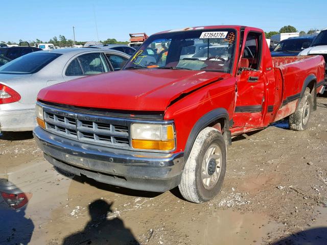 1B7GL26XXPS104662 - 1993 DODGE DAKOTA RED photo 2