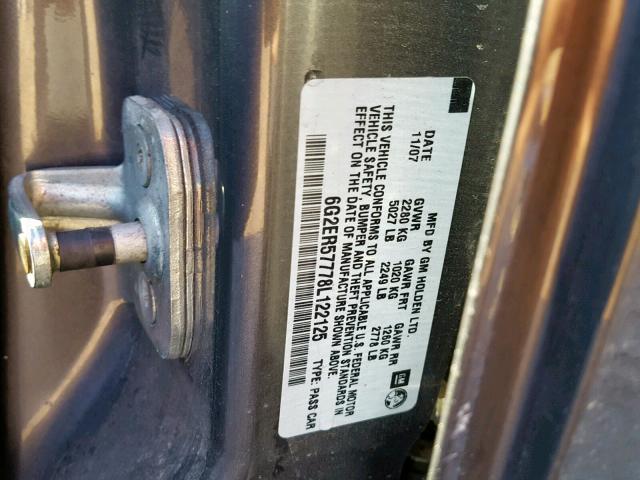 6G2ER57778L122125 - 2008 PONTIAC G8 SILVER photo 10