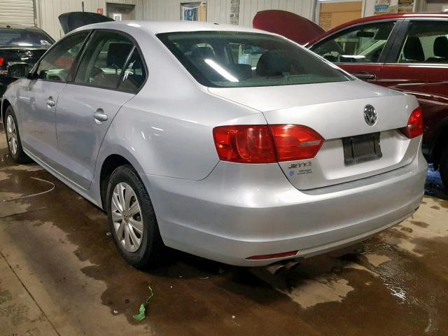 3VW1K7AJ2CM310504 - 2012 VOLKSWAGEN JETTA BASE SILVER photo 3