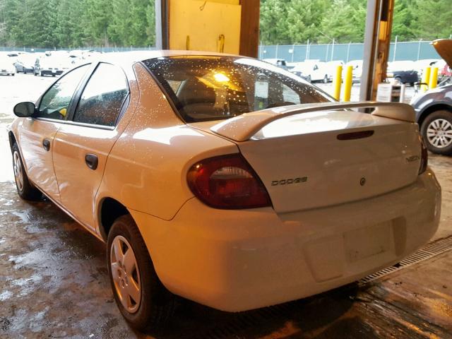 1B3ES26C85D186241 - 2005 DODGE NEON BASE WHITE photo 3