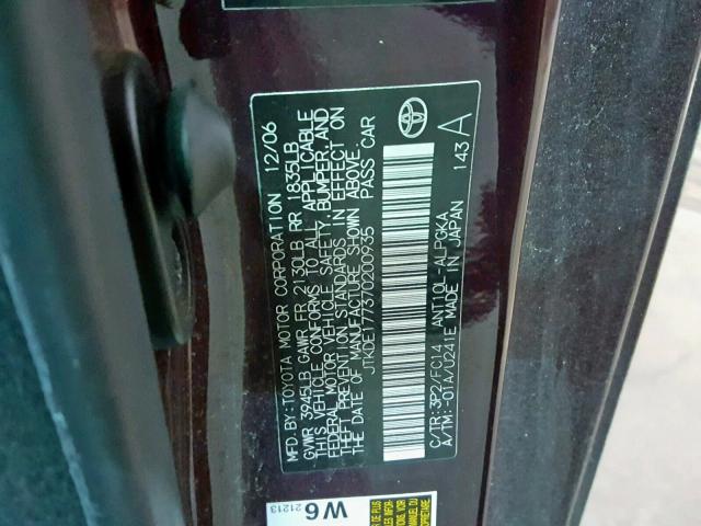 JTKDE177370200935 - 2007 TOYOTA SCION TC 栗色 照片 10