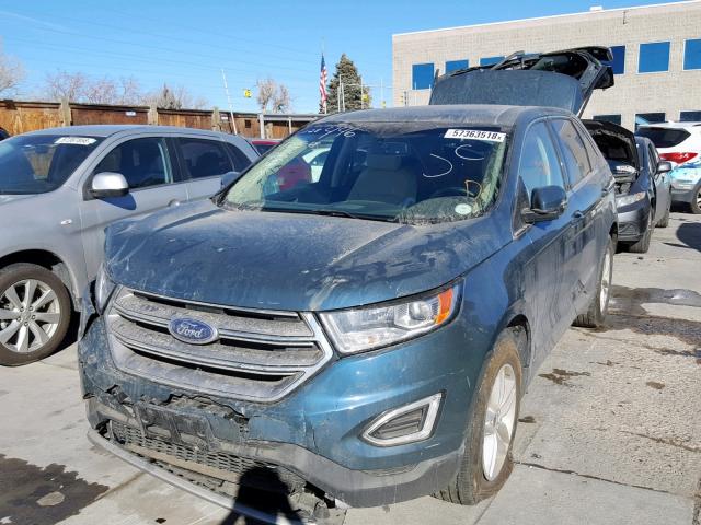 2FMPK4J87GBC52353 - 2016 FORD EDGE SEL GREEN photo 2