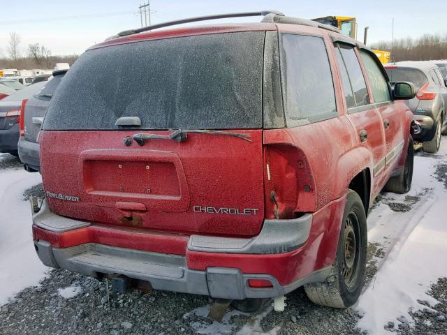 1GNDT13SX22501732 - 2002 CHEVROLET TRAILBLAZE MAROON photo 4