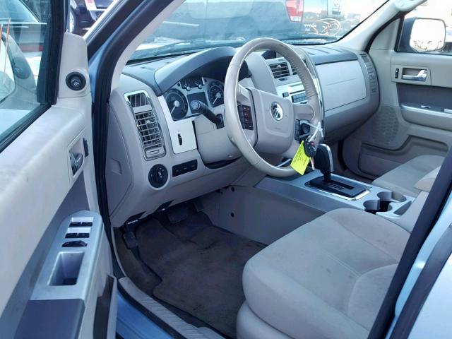 4M2CU91799KJ12731 - 2009 MERCURY MARINER BLUE photo 9