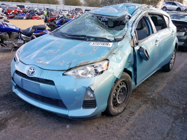 JTDKDTB31E1073756 - 2014 TOYOTA PRIUS C BLUE photo 2