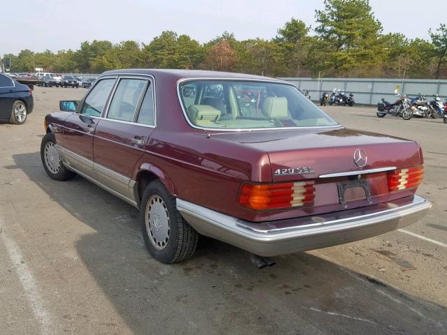 WDBCA35D2JA386907 - 1988 MERCEDES-BENZ 420 SEL BURGUNDY photo 3