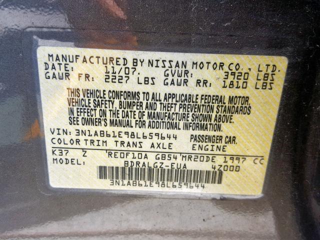 3N1AB61E98L659644 - 2008 NISSAN SENTRA 2.0 BROWN photo 10