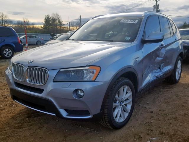 5UXWX9C58E0D20015 - 2014 BMW X3 XDRIVE2 BLUE photo 2