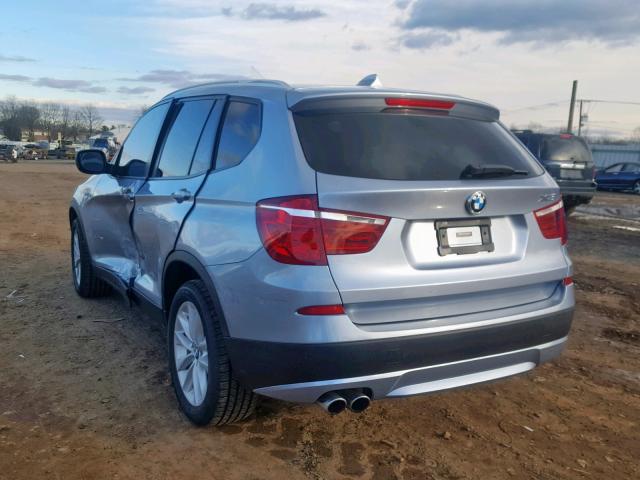 5UXWX9C58E0D20015 - 2014 BMW X3 XDRIVE2 BLUE photo 3