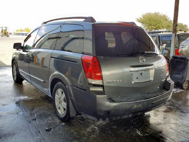 5N1BV28U14N324091 - 2004 NISSAN QUEST S GRAY photo 3