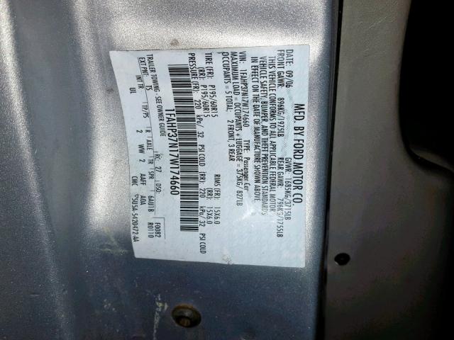 1FAHP37N17W174660 - 2007 FORD FOCUS ZX5 SILVER photo 10