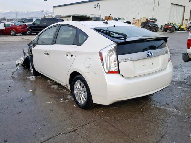 JTDKN3DPXD3047835 - 2013 TOYOTA PRIUS PLUG WHITE photo 3