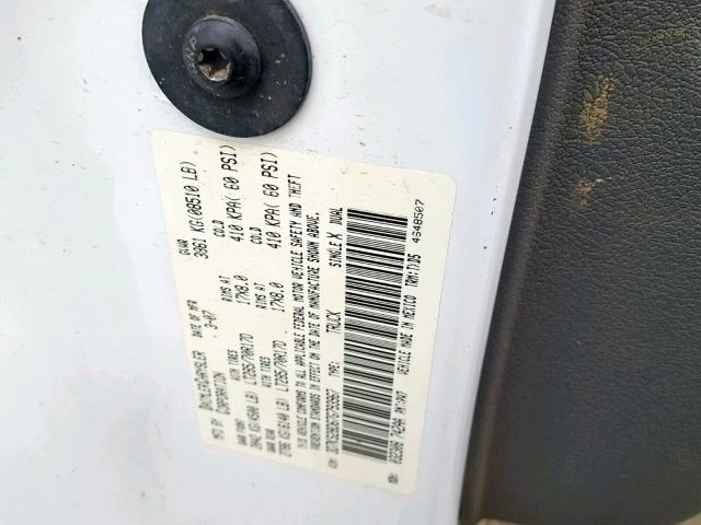 3D7KS28D67G793967 - 2007 DODGE RAM 2500 S Սպիտակ լուսանկար 10