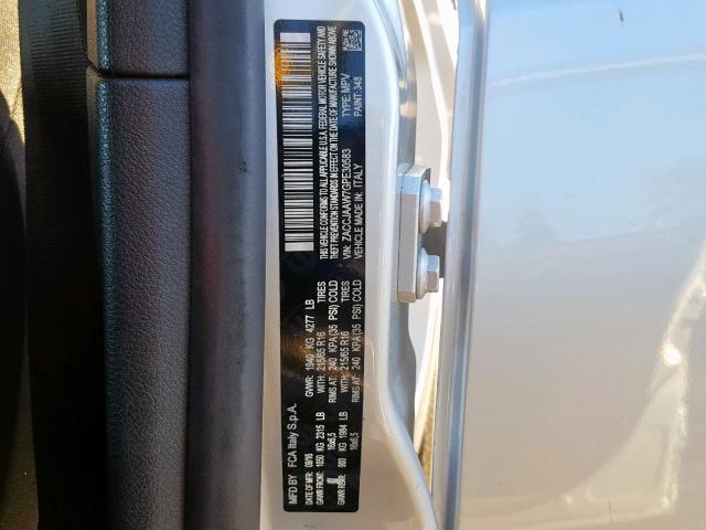 ZACCJAAW7GPE30583 - 2016 JEEP RENEGADE S SILVER photo 10