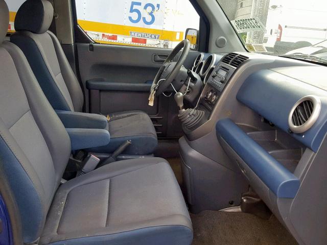 5J6YH27695L010933 - 2005 HONDA ELEMENT EX BLUE photo 5