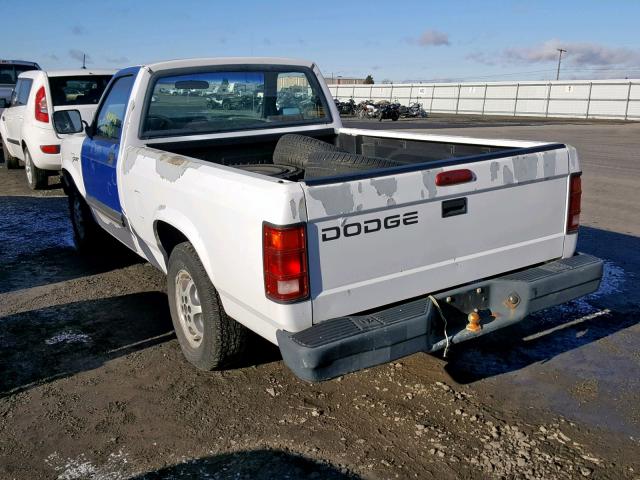 1B7FL26P6TS672588 - 1996 DODGE DAKOTA WHITE photo 3