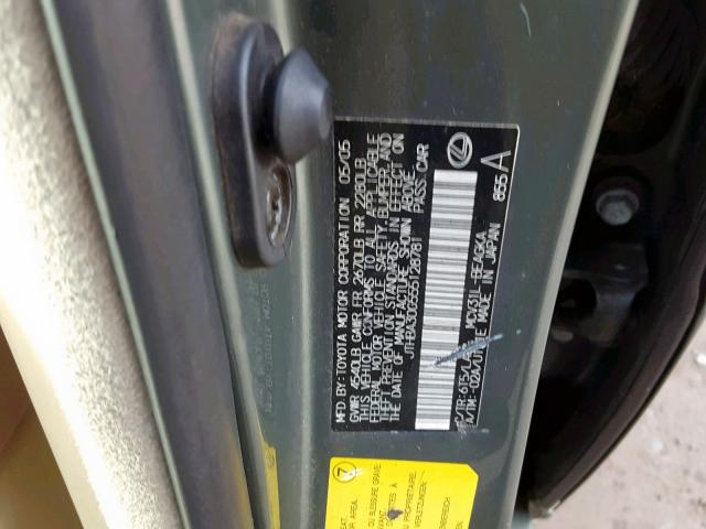 JTHBA30G555128781 - 2005 LEXUS ES 330 GREEN photo 10