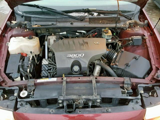 1G4HP54K71U121993 - 2001 BUICK LESABRE CU BURGUNDY photo 7