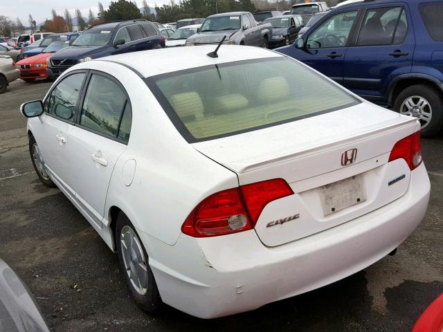 JHMFA36287S021208 - 2007 HONDA CIVIC HYBR WHITE photo 3