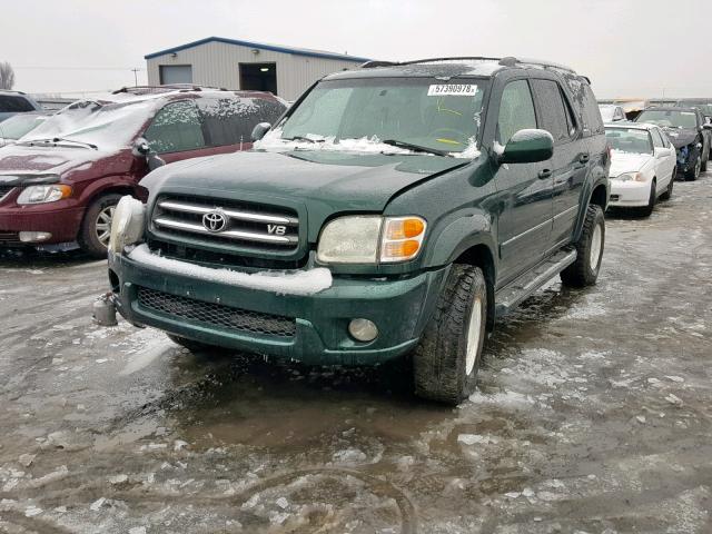 5TDBT48A12S057618 - 2002 TOYOTA SEQUOIA LI GREEN photo 2