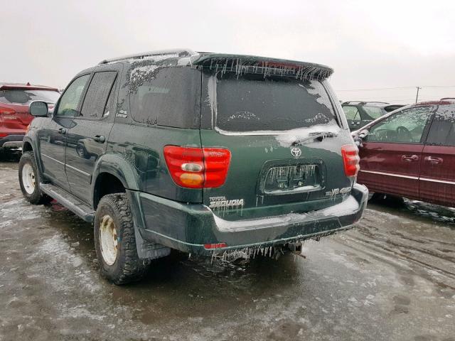 5TDBT48A12S057618 - 2002 TOYOTA SEQUOIA LI GREEN photo 3