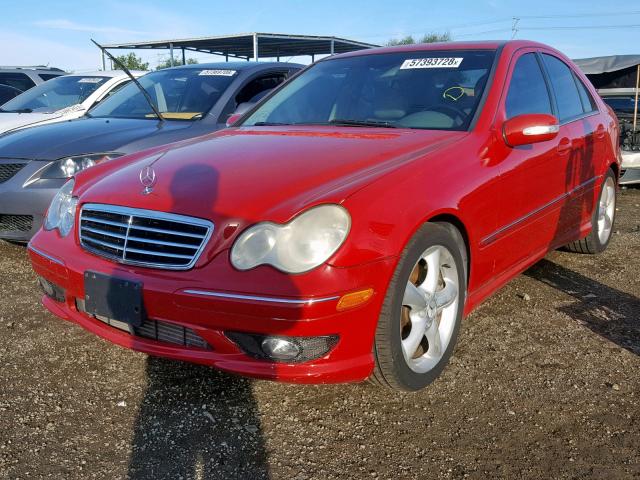 WDBRF40J85F690136 - 2005 MERCEDES-BENZ C 230K SPO RED photo 2