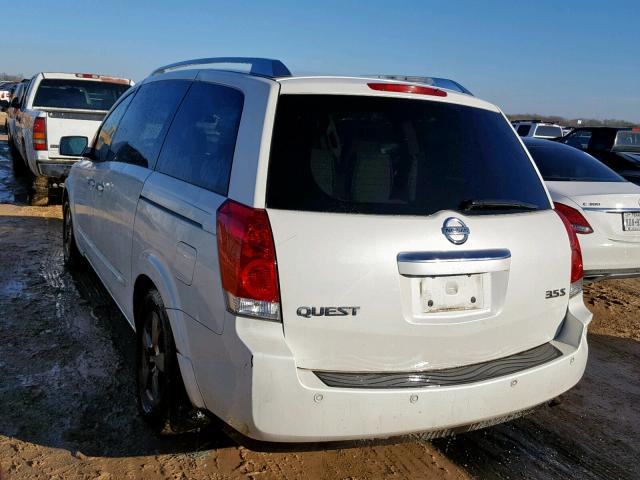 5N1BV28U97N136939 - 2007 NISSAN QUEST S WHITE photo 3