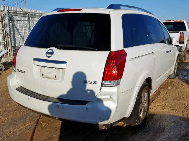 5N1BV28U97N136939 - 2007 NISSAN QUEST S WHITE photo 4